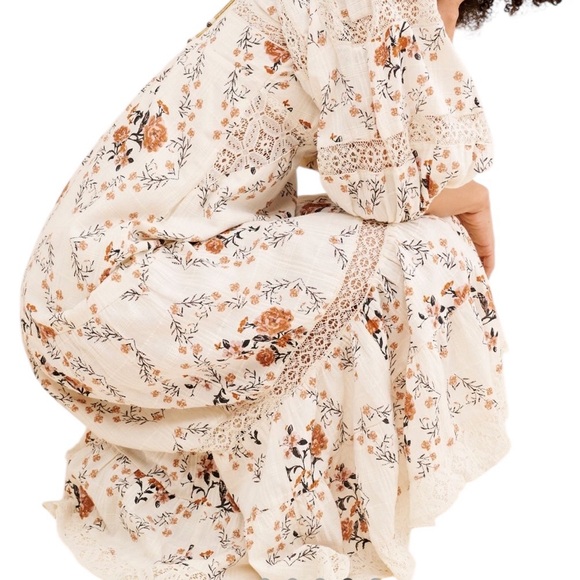 Free People Cream Floral Maxi Dress EUC - Picture 9 of 16
